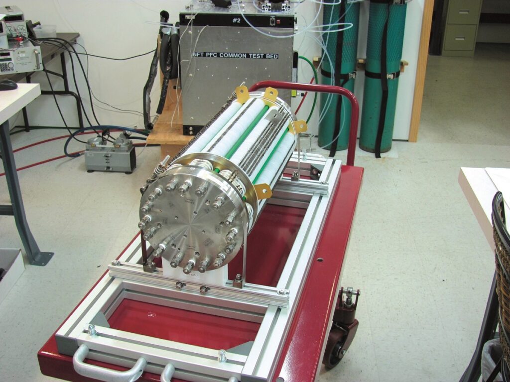 Infinity has developed larger stacks, such as this 3 kW PEMFC system, shown here on a transport frame