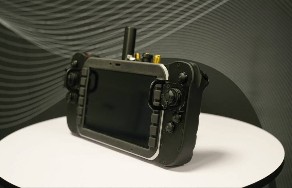 UXV Technologies' SRoC weighs 900 g and features joysticks and buttons for tactile control