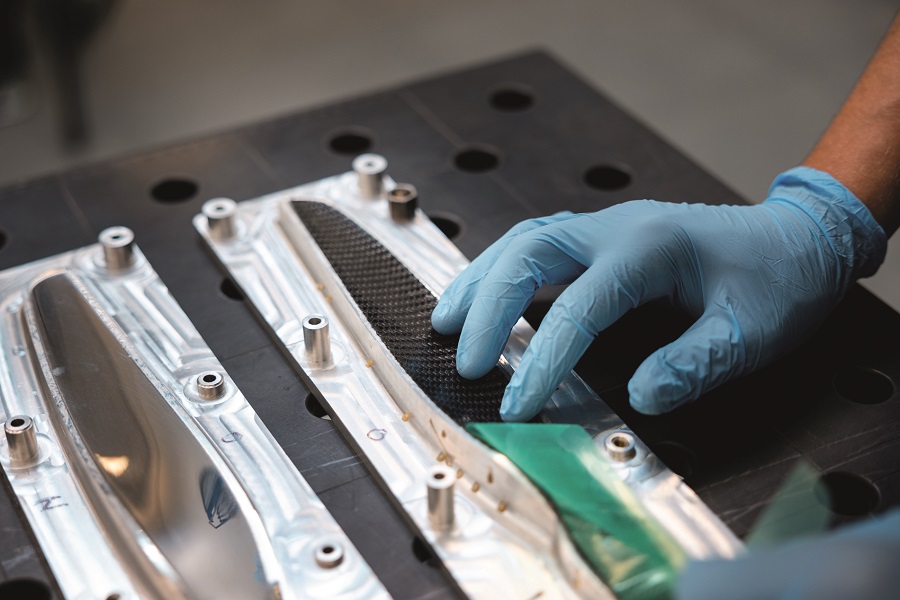 Using a hot-press approach with metal moulds enables faster manufacturing of propellers, with lower unit costs and greater repeatability