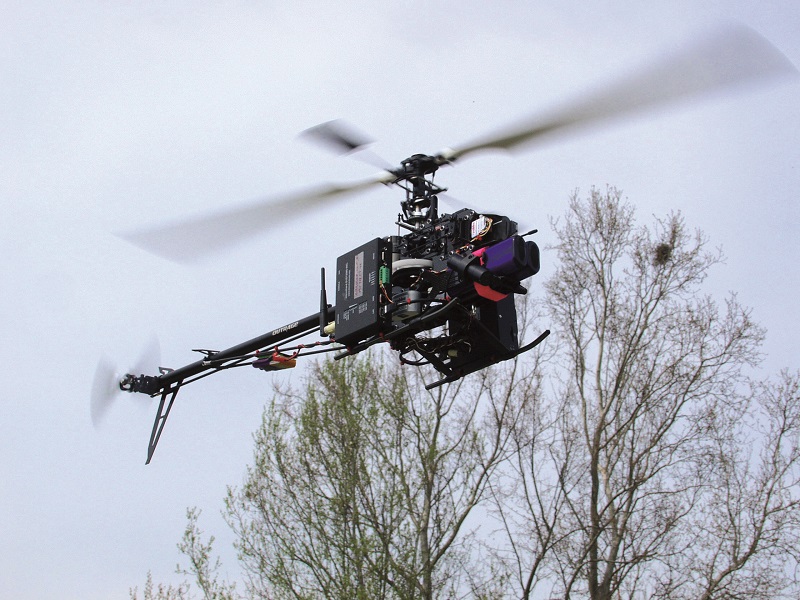In the early days of the Emergency Flight Department, conventional helicopter UAVs were used for local situational awareness, but multi-copters have replaced them(Courtesy of Jarno Puff)