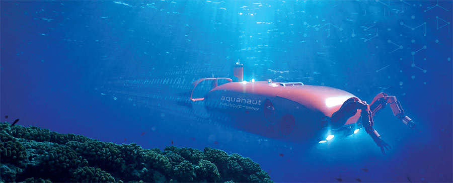 Nauticus Robotics’ Aquanaut UUV uses acoustic modems from Subnero for enabling live telemetry and updates during underwater operations (Courtesy of Nauticus Robotics)