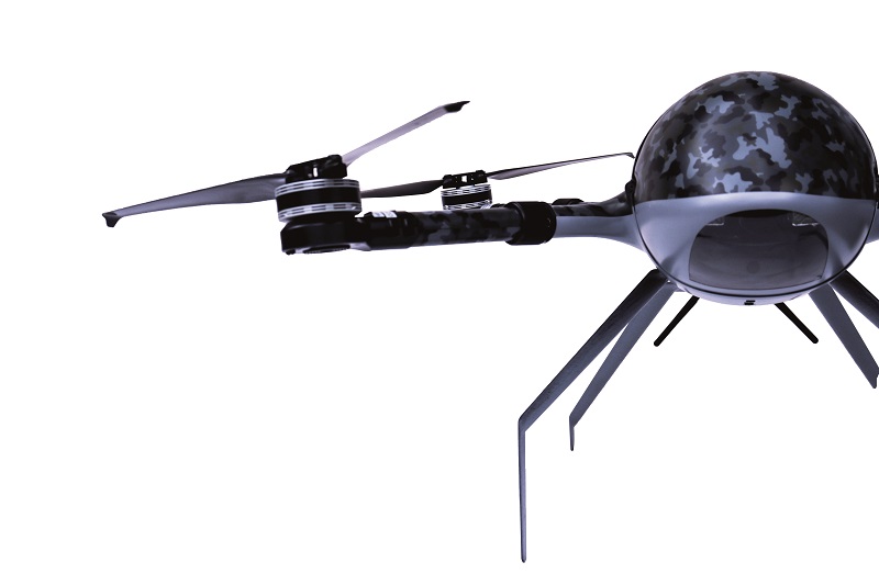 A plexiglass window under the nose covers an 8 MP MPIP CSI-2 tiltable FPV camera, for vision-based AI tasks