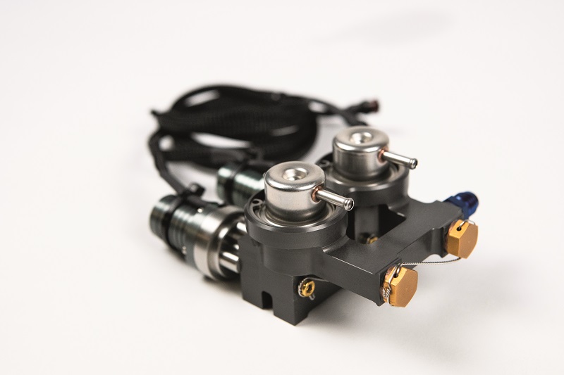 This twin-pump fuel system enables a redundant fuel supply to the injectors