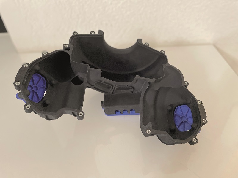 An open view of the cooling housing that encases the alternator and cylinder heads