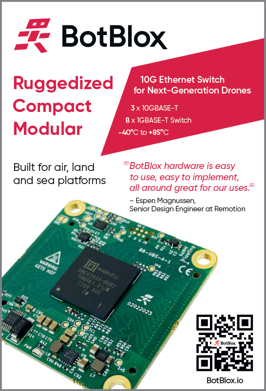 Botblox ruggedized modular 10G ethernet switch for next-generation drones