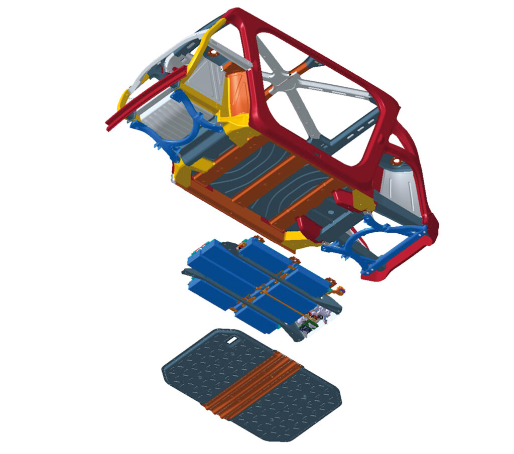Instead of having a cover, the battery pack’s carrier frame bolts under the SEM1’s floor, saving weight and making it easy to inspect and replace any damaged modules
