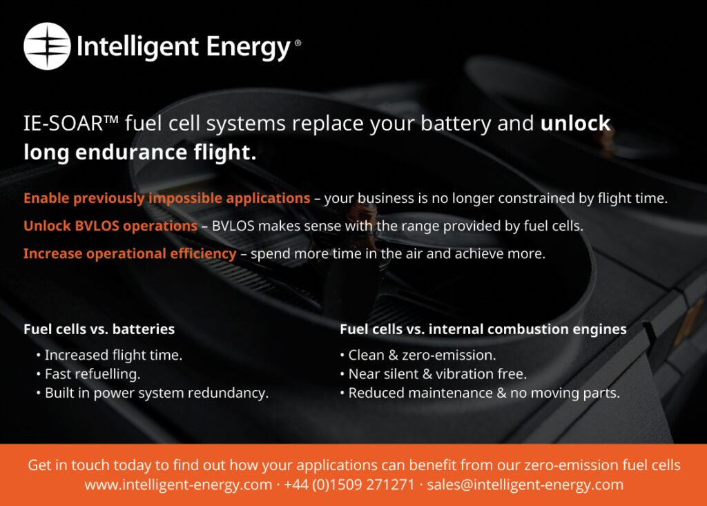 Intelligent Energy IE-Soar fuel cells systems replace your battery and unlock long endurance flight