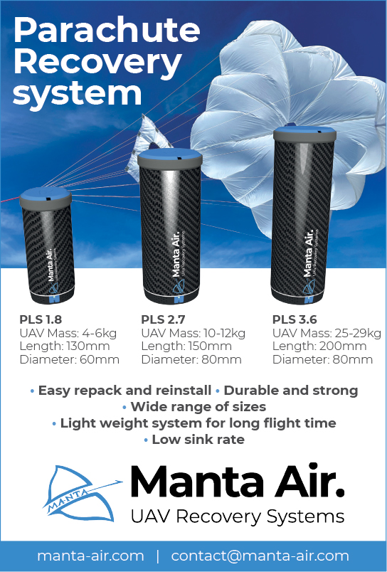 Manta air uav recovery system parachute recovery syste,