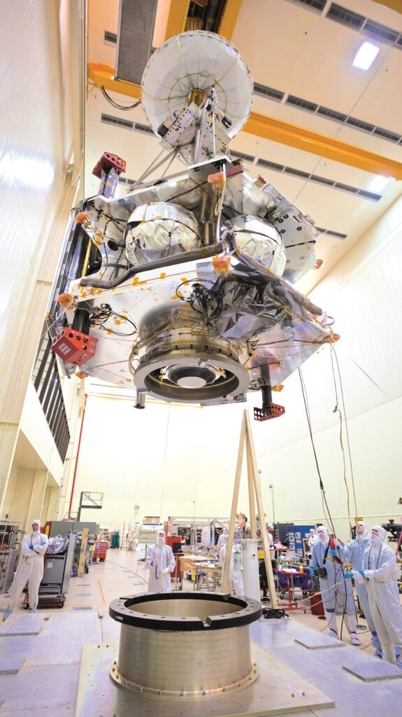 NASA’s Juno spacecraft being moved to environmental testing (Courtesy of NASA, JPL-Caltech & LMSS)