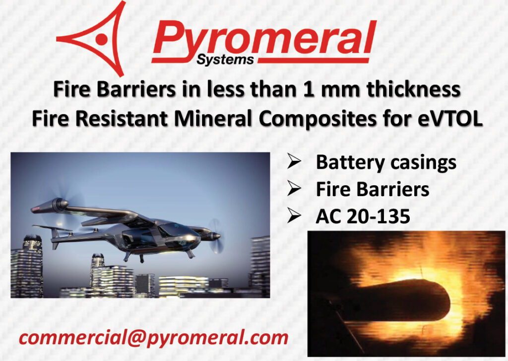 Pyromeral systems fire barriers in less than 1mm thickness fire resistant mineral composites for evtol