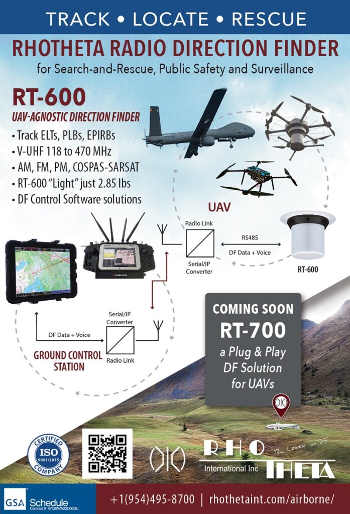 Rhotheta radio direction finder for search and rescue public safety and surveillance