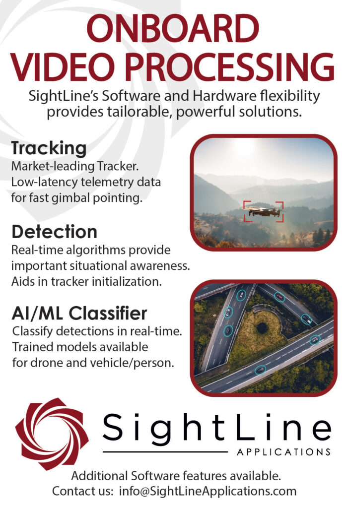 Sightline onboard video processing tracking detection AI ML classifier