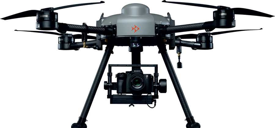 Skyfish’s OEM vehicles and data-gathering tools are the 17.7 kg M6 hexacopter (top) and the 11.8 kg M4 quadrotor. Both are battery-electric systems built predominantly from carbon composite and featuring redundant antennas