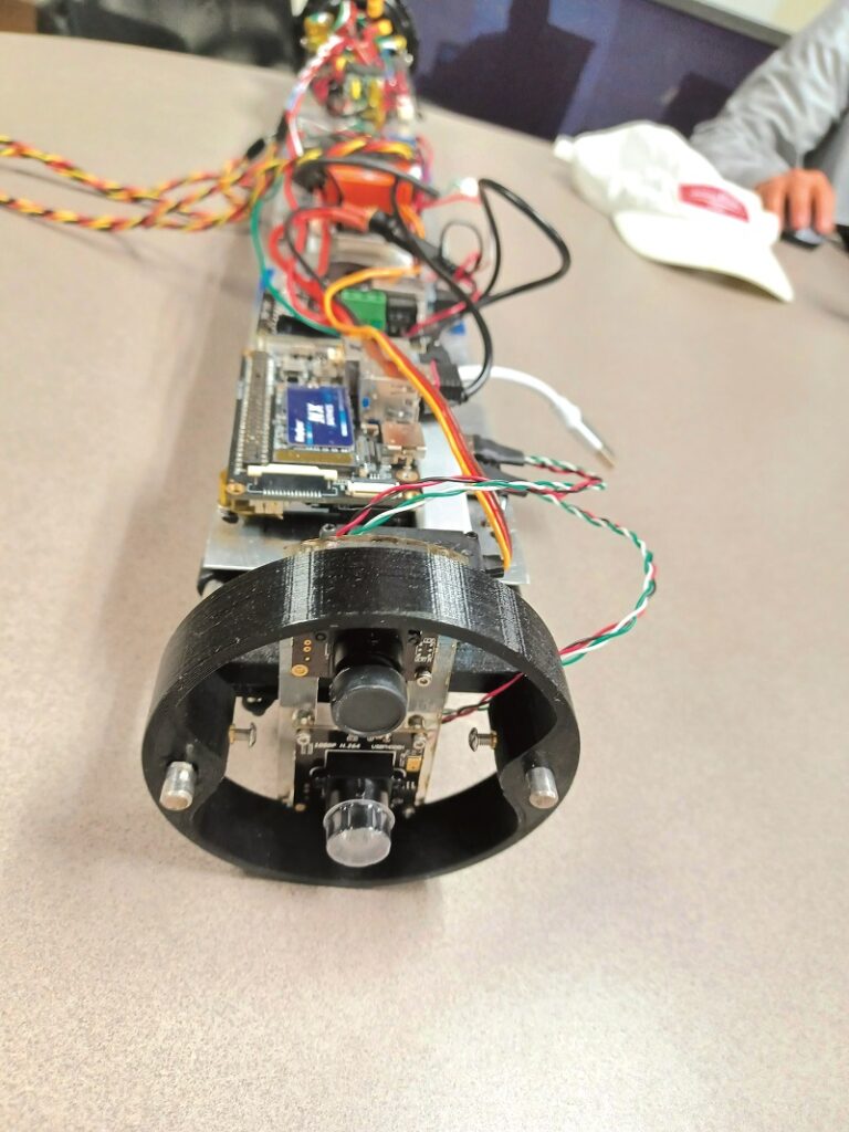 Support ring on the end of the Barracuda prototype’s electronics sled, which is designed to slide out as a unit to ease maintenance and swapping out of components when needed