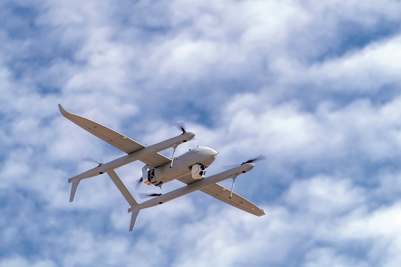 The Aerosonde Mk 4.7 HQ is a VTOL-transitioning UAV powered by a Lycoming EL-005, which produces 4 bhp when running on heavy fuel (Courtesy of Textron)