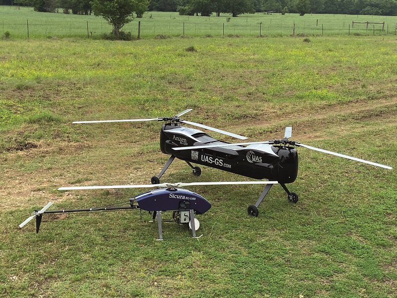 The Anzen EG-1250 (top) and Sicura EG-1100 both run on Sky Power engines to provide services such as heavy logistics for defence (Courtesy of UAS Global Services)