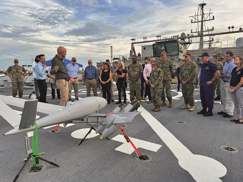 The Hybrid Fleet Campaign event saw PteroDynamics’ X-P4 UAV perform nine successful autonomous launches and recoveries from a moving ship, a first for the company (Courtesy of PteroDynamics)