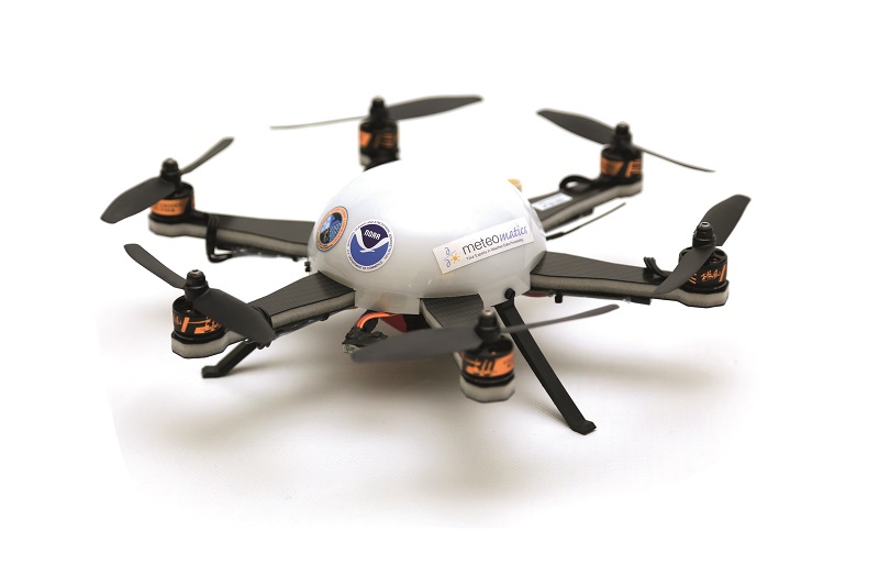 The Meteodrone hexacopter contributes boundary-layer atmospheric data to NOAA’s National Weather Service 6-hourly forecasts. Similar UAVs could be integrated with ground-based networks (Courtesy of Meteomatics)