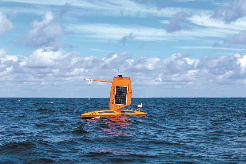 The Saildrone 1045, a USV designed to survive operating in hurricanes, measured 109.83 knots (126.4 mph) as it passed through the eye wall of Category 4 Hurricane Sam in 2021 (Courtesy of Saildrone)