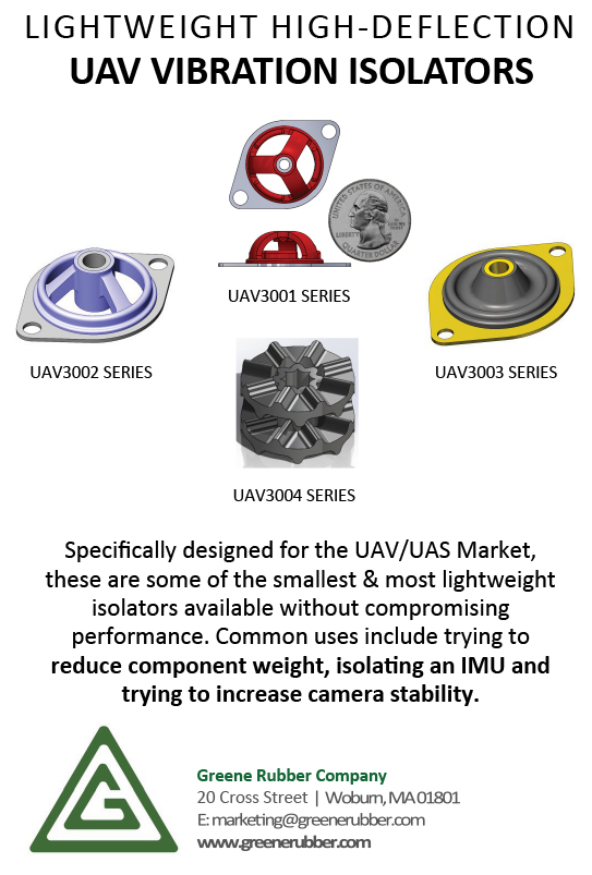 greene rubber company lightweight high deflection uav vibration isolators