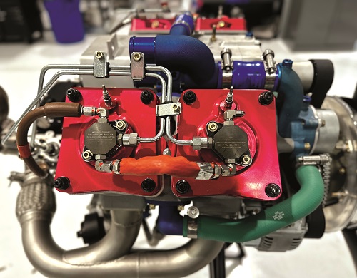 The fuel injectors are mechanical, with lever controls determining the stroke of the plungers and hence injection quantities