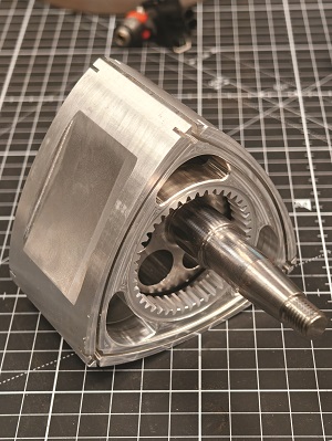 The eccentric shaft is forged steel, and polished and plasma-treated at its bearing mounts