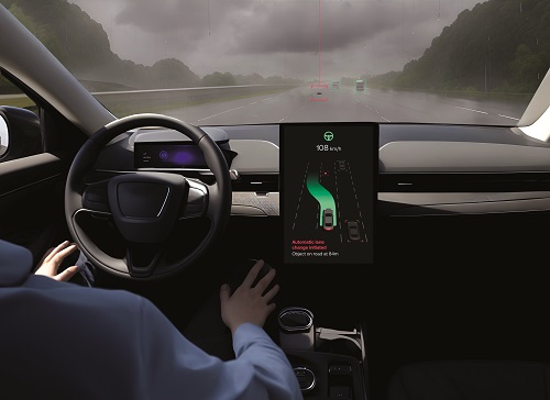 Console showing automatic lane change initiated