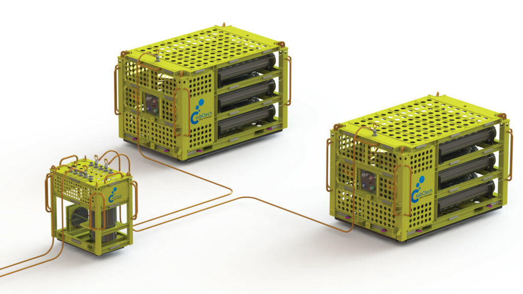 SubCtech’s modular, seabed energy-storage systems with capacities up to about
1 MWh are designed as back-up power sources, storage for renewables, and to feed docking/charging stations for ROVs and UUVs