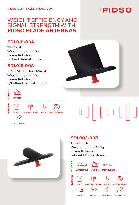 Pidso weight efficiency and signal strength with pidso blade antennas