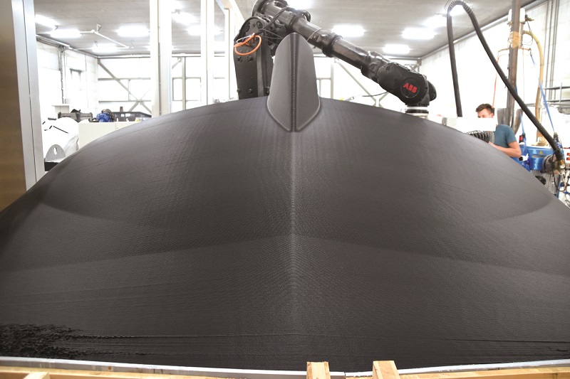10XL, as HSG’s chosen additive-printing partner, printed the hull from recycled polypropylene and fibreglass composite (Image courtesy of Holland Shipyards Group)