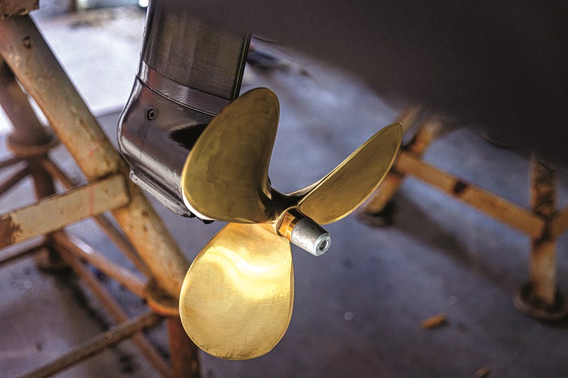The thrusters are 48 V systems, 11 kW for main propulsion and 7 kW for bow thrust, with propellers of nickel, aluminium and bronze (Image courtesy of Holland Shipyards Group)