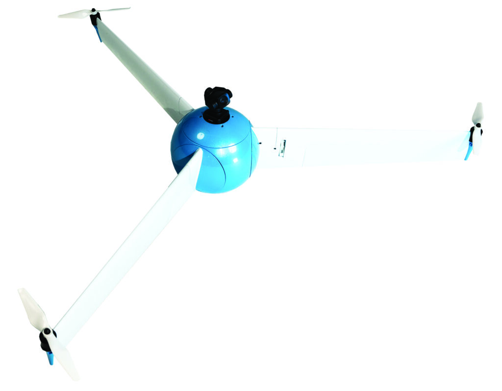 The Trio UAV from Angel Aerial Systems can propel its three blade-like wings around its hub to hover for up to two hours on a single battery charge (Image courtesy of Angel Aerial Systems)