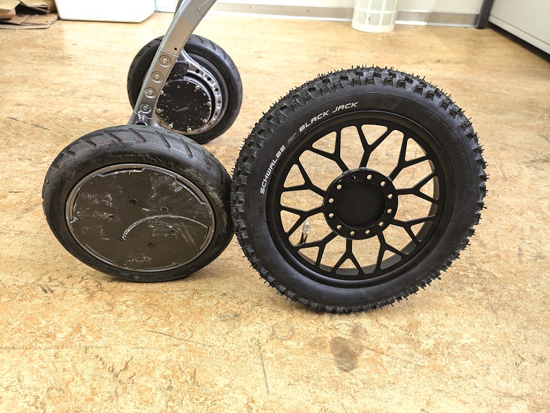 The company will switch from smaller wheels to larger ones depending on the degree of grip needed (Image courtesy of Swiss-Mile)