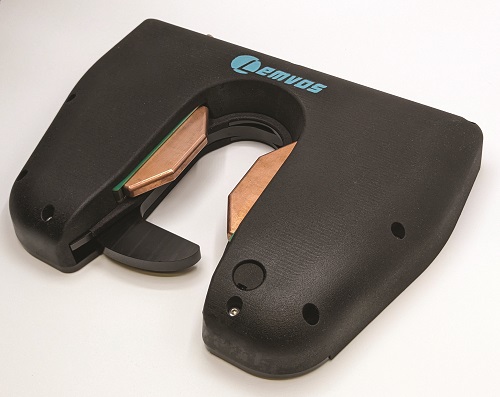 The latch mechanism with copper contacts for Lemvos DockMaster’s automated docking and charging system for USVs is designed for fixing to the prow of a monohull or between the hulls of a catamaran