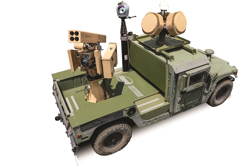The vehicle-mounted EAGLS counter-UAS system combines radar and electro-optical sensors and laser-guided rockets (Image courtesy of MSI Defense)