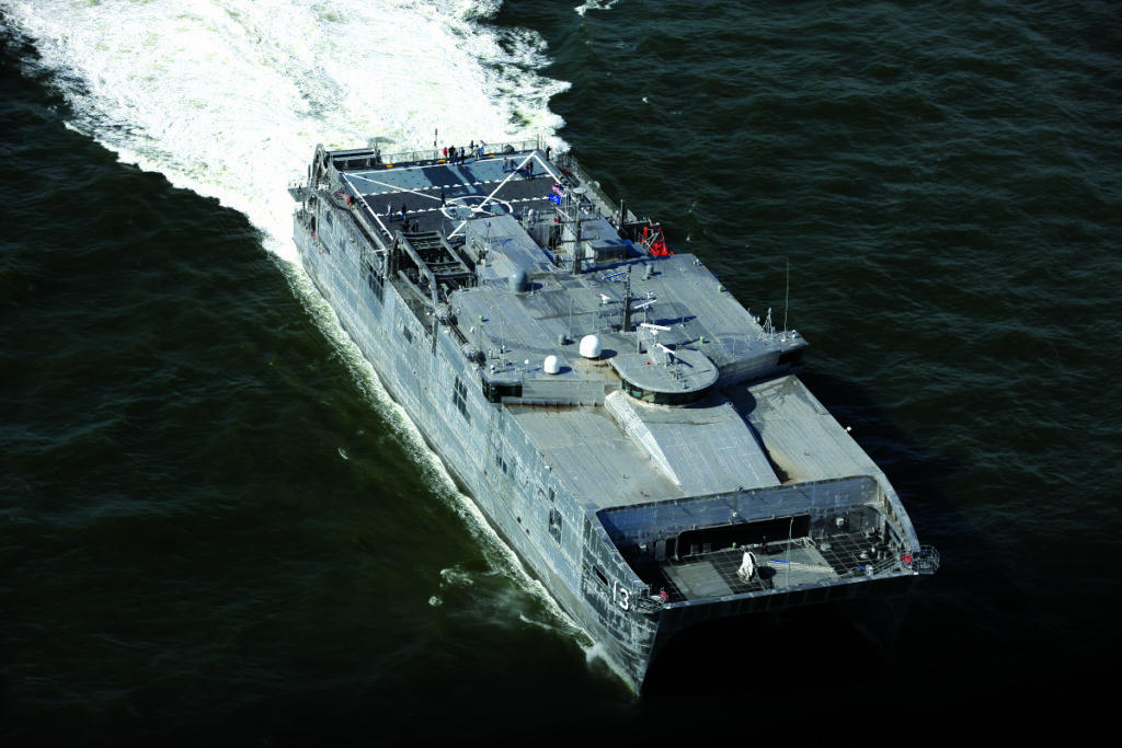 USNS Apalachicola, the US Navy’s largest ship with autonomous capabilities, uses a combination of L3 Harris’ navigational autonomy and Austal’s machinery control tech (Image courtesy of Austal)