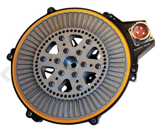 The DHA120 axial-flux motor features 60 poles per rotor and stator, two ironless Halbach array rotors, an ironless stator, and a self-cooling method akin to Tesla turbines