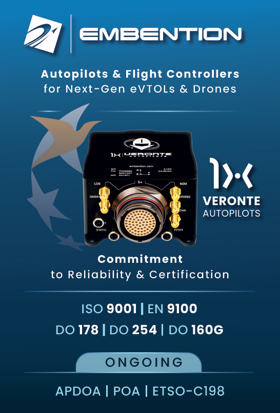 Embention autopilots and flight controllers for next-gen eVTOLS and drones