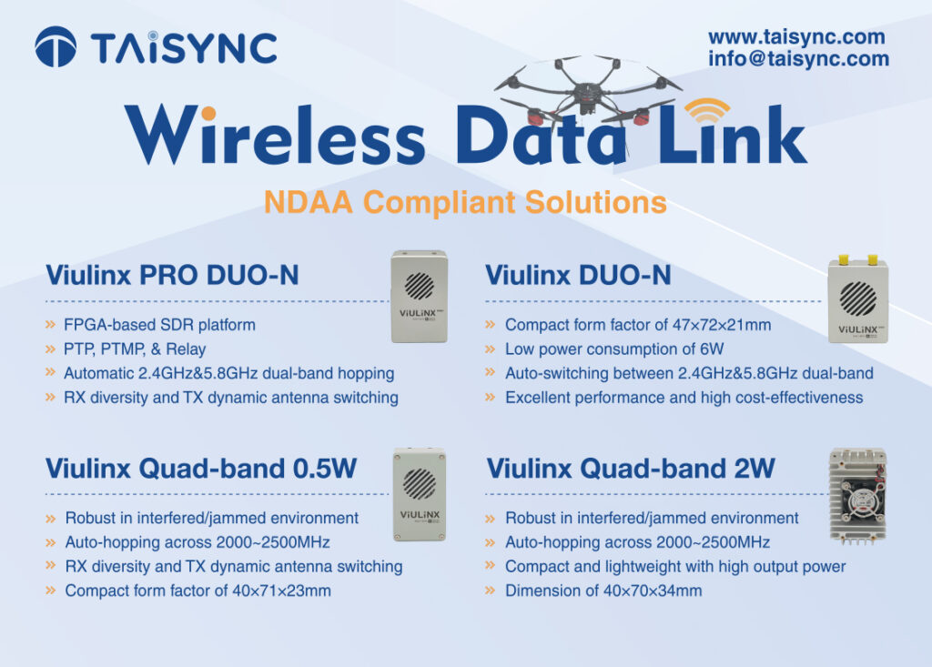Taisync wireless data link NDAA compliant solutions