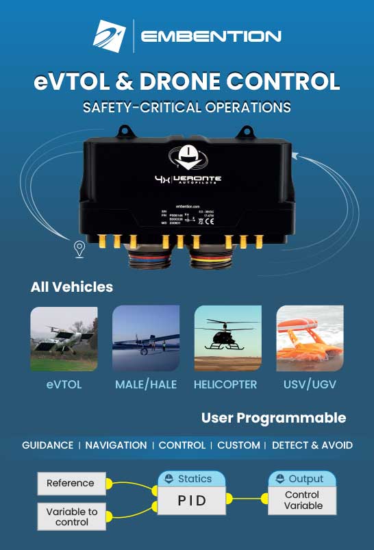 Embention evtol & drone control safety-critical operations