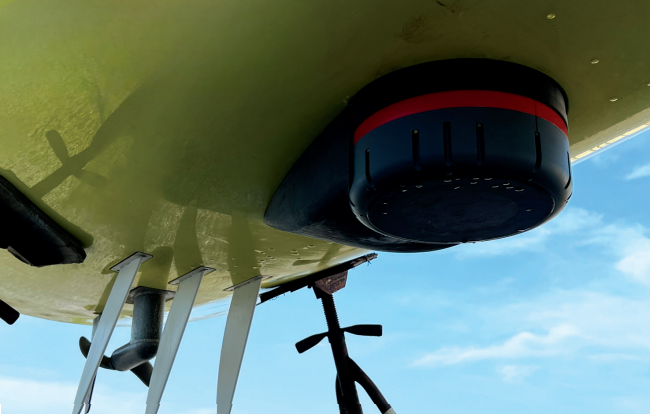 Many echosounders and other marine-survey sensors have been mounted and used in the SP-48’s moon pool, although payloads can be integrated via custom housings across the hull