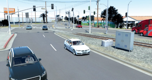 A simulation environment of Los Angeles for testing (Image courtesy of AB Dynamics)