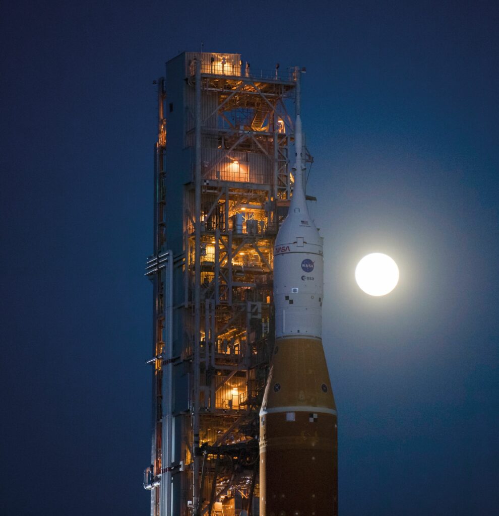 The Artemis I mission
includes an uncrewed
Orbiter spacecraft that
will fly around the Moon
and back, to test its
subsystems and launch a
fleet of research CubeSats
(Courtesy of NASA)