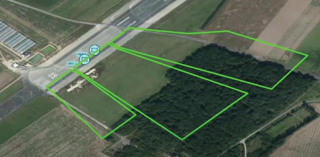 A trial of a swarm of UAVs in a 3 x 3 grid using AI algorithms