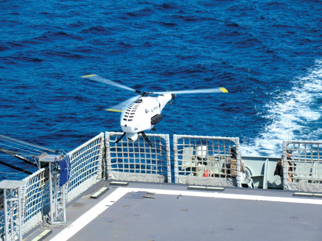 Alpha Unmanned Systems’ A900 helicopter UAV performing a deck landing