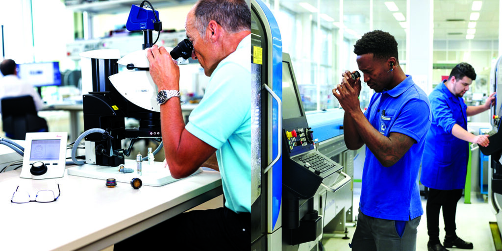 It is common at the end of the production line to see visual inspections of each connector unit by a human officer, as well as mechanical and electrical testing