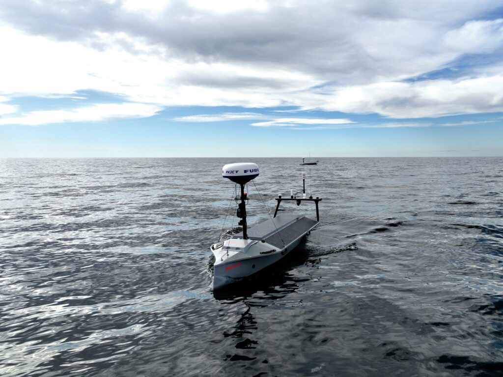 The Lightfish is a 3 m long USV built for persistent survey, recharged as needed by solar cells and a methanol generator