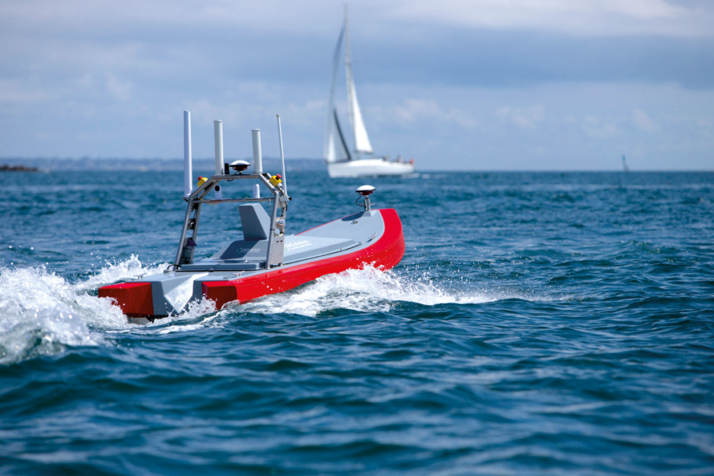The Monodrone IM 3000 at speed; it can reach 14 knots in transit to its survey area, where it will normally cruise at 2 knots