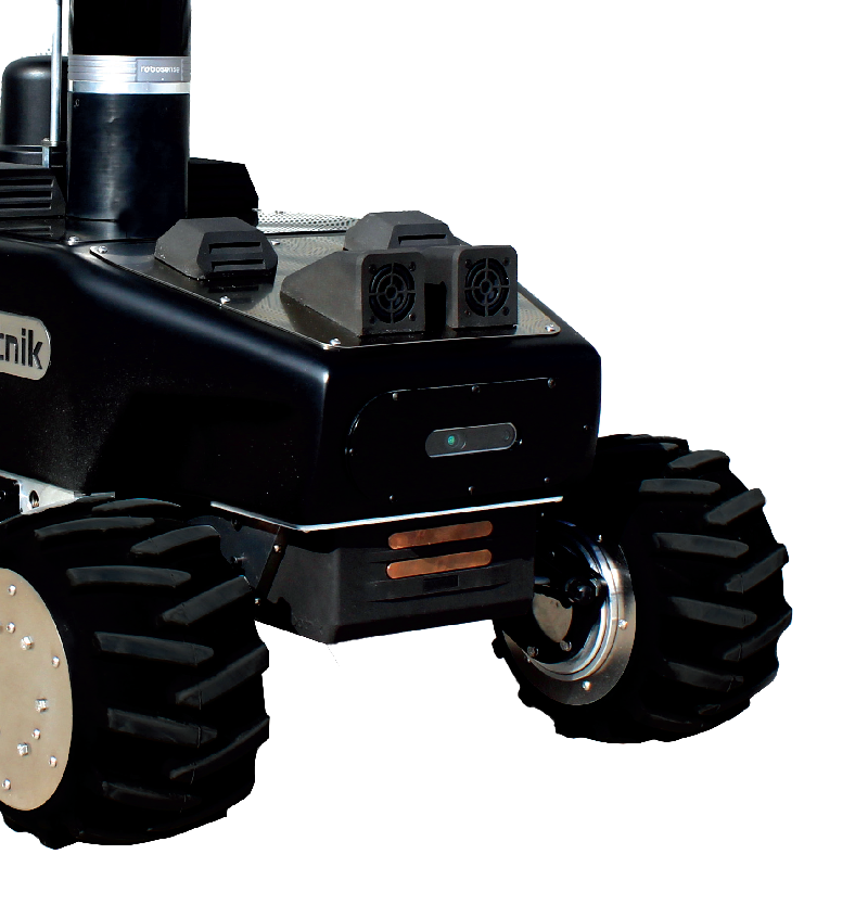 The RGBD camera is an Intel RealSense camera, chosen particularly for the stability of its performance over a lifespan of being turned on and off many times