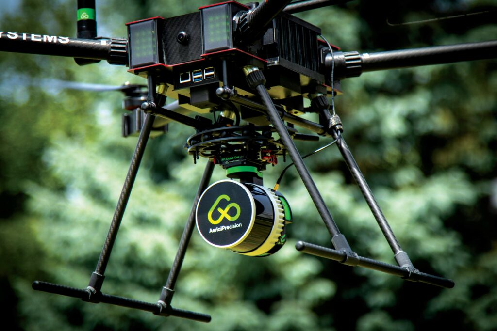Aerial Precision’s AP-LiDAR-One GEN II is a 32-channel sensor weighing 650 g, offering 3 cm accuracy and a range of up to 300 m